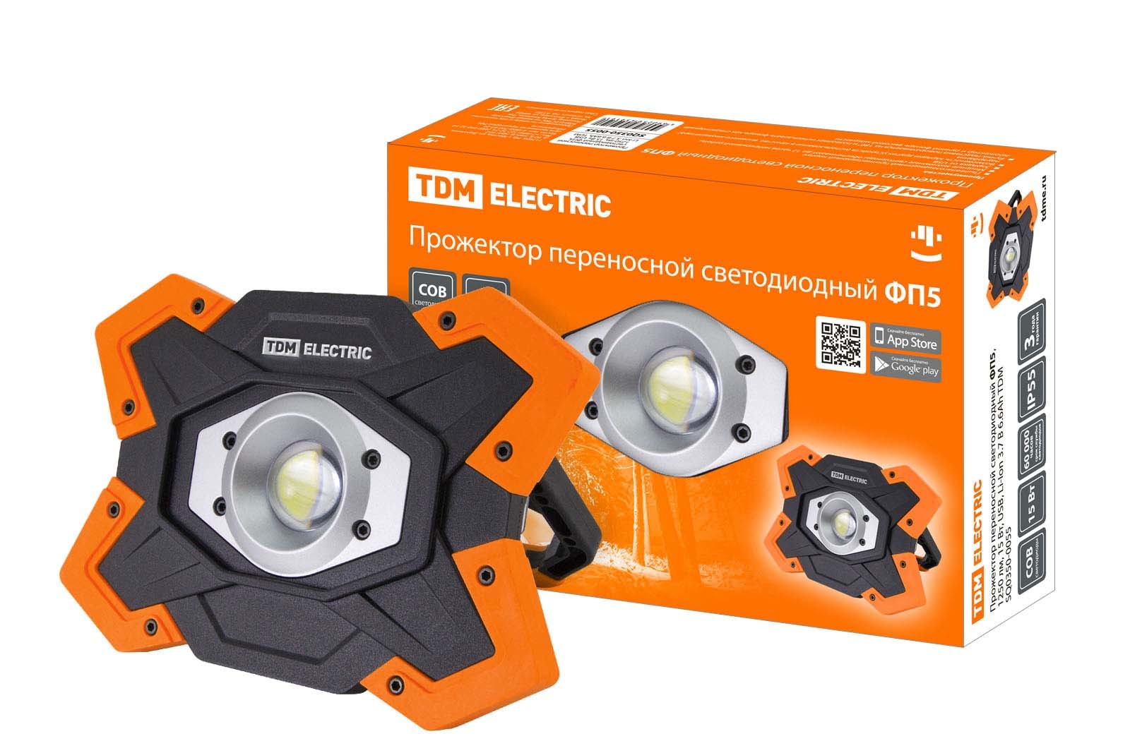 Прожектор переносной светодиодный ФП5, 15 Вт, 1250 лм, Li-Ion 3,7 B 6,6 A*ч, USB, TDM Прожектор переносной светодиодный ФП5, 15 Вт, 1250 лм, Li-Ion 3,7 B 6,6 A*ч, USB, TDM